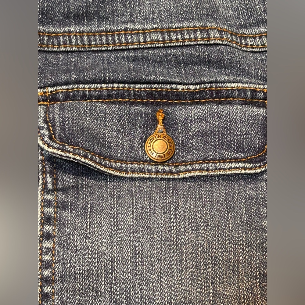 Vintage Y2K Lauren Jeans‎ Co Ralph Lauren Denim Zip Front Stretch Jean Jacket 2X - Picture 6 of 13